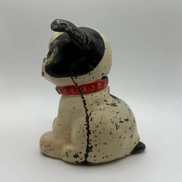 Vintage 1920s Hubley Fido Cast Iron Still Coin Bank Boston Terrier Dog Antique - Picture 2 of 5